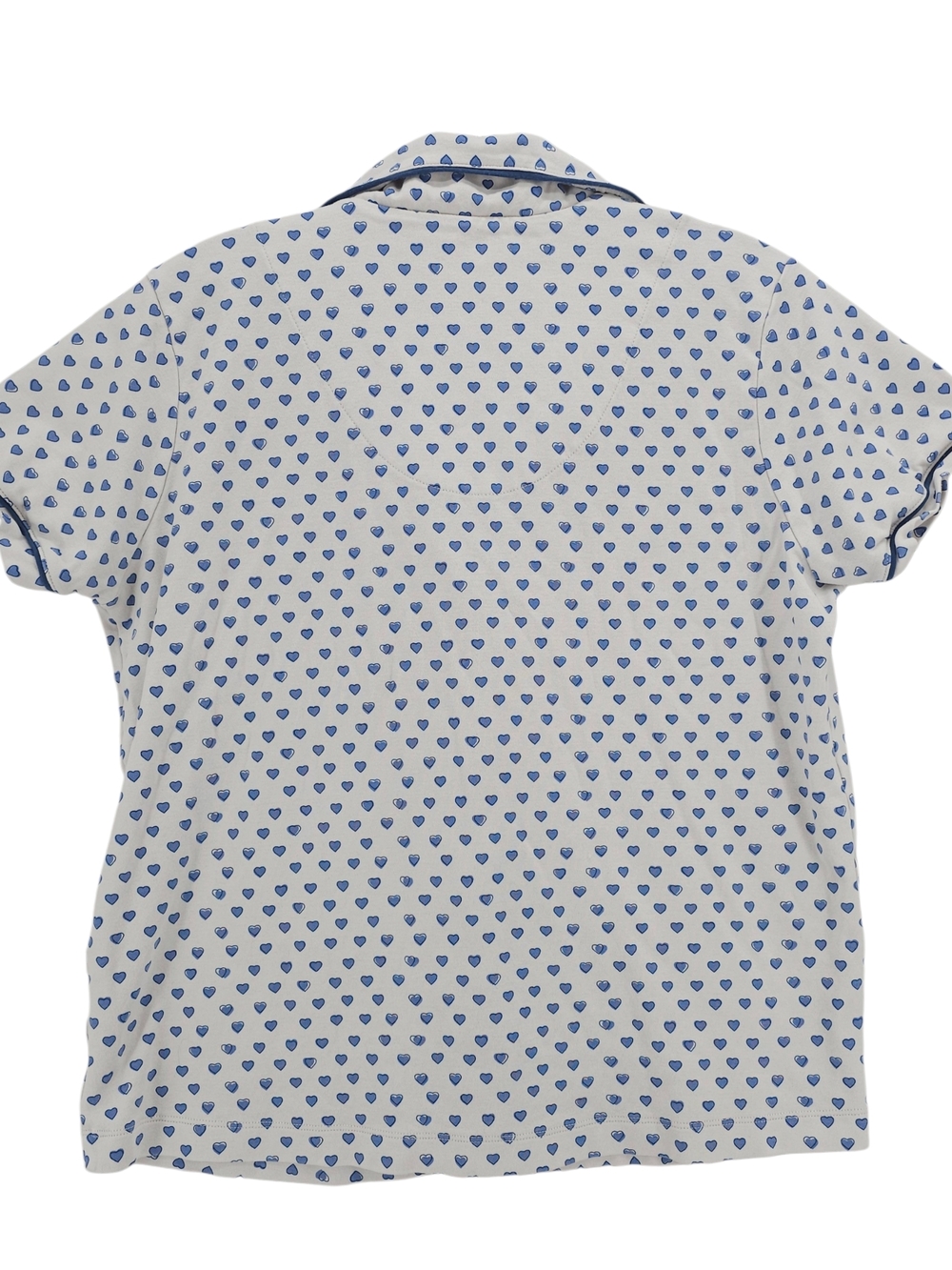 ROLLER RABBIT Blue Hearts Print Pajama Set Short Sleeve Shorts LARGE - Picture 3 of 7